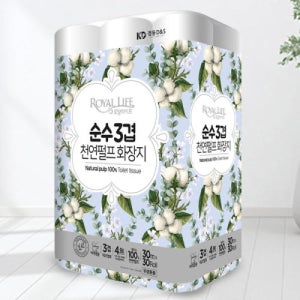 로얄라이프 천연펄프 화장지 3겹 30m 60롤