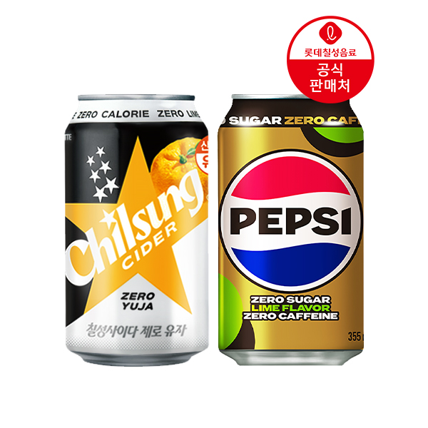 칠성사이다제로 유자 355ml 24캔+펩시제로카페인 355ml 24캔