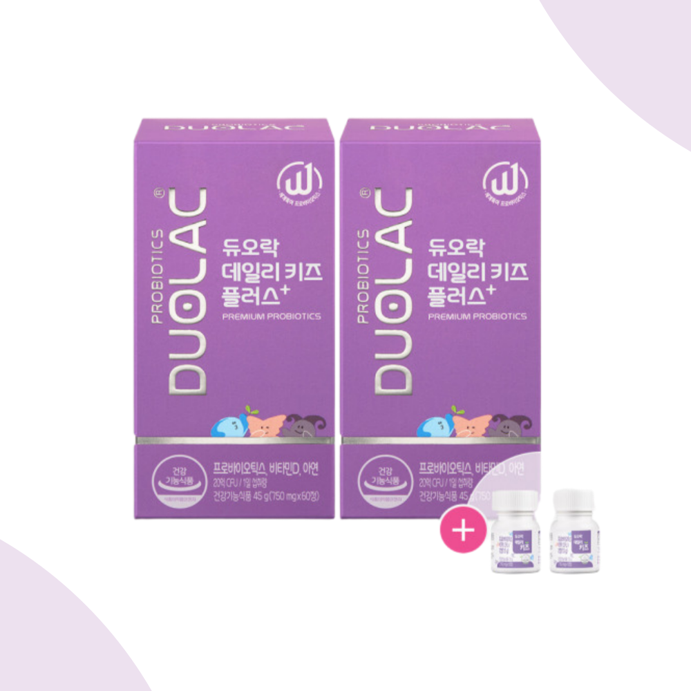 듀오락 데일리키즈 플러스 60정(30일분) 2개+데일리키즈 15일 추가증정