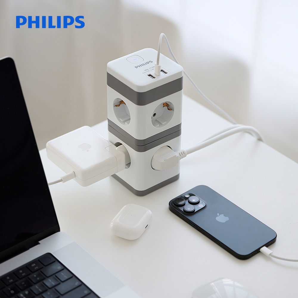필립스 고용량 파워 타워탭 4000W 8구 USB C타입 A타입 3M 납작 콘센트