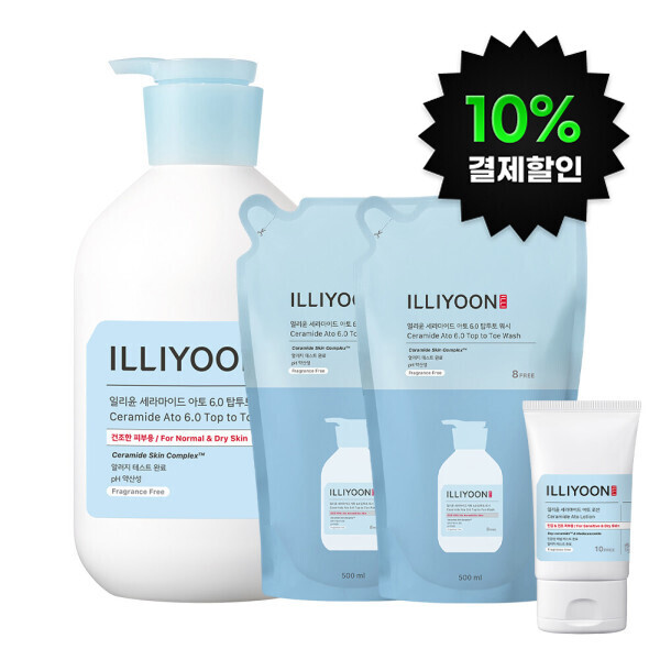 일리윤 세라마이드아토6.0탑투토워시 1000ml+리필 500ml 2개
