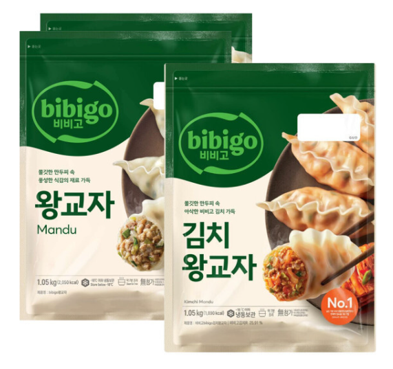 비비고 왕교자 1.05kg 2개 + 김치왕교자 1.05kg 1개