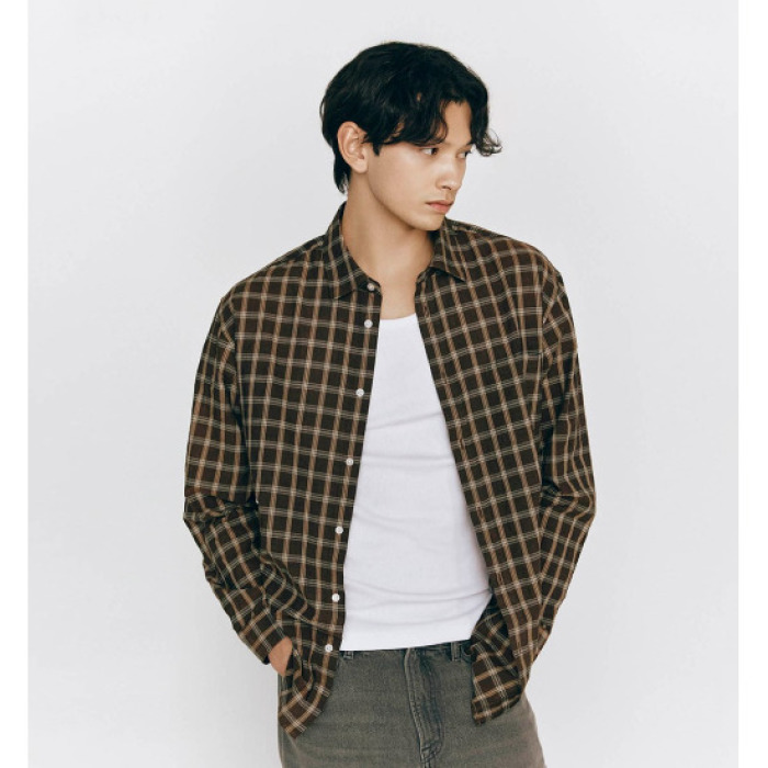 지오다노 릴렉스핏 시어서커 체크셔츠