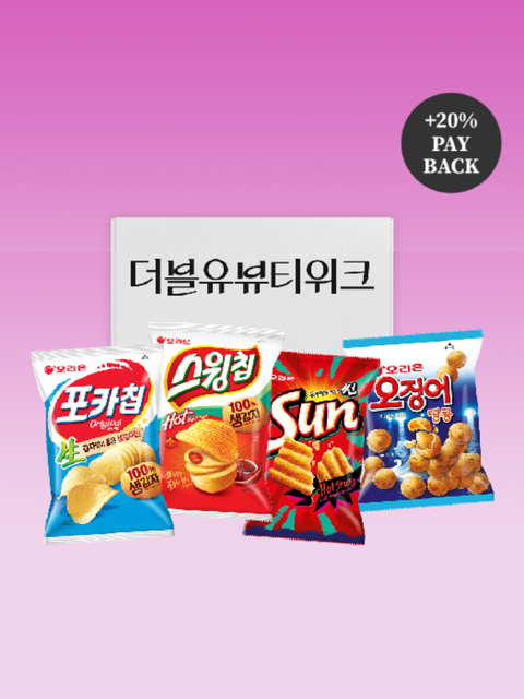 오리온 포카칩 5개 + 스윙칩 5개 + 썬핫 5개 + 오땅 5개 미니스낵박스