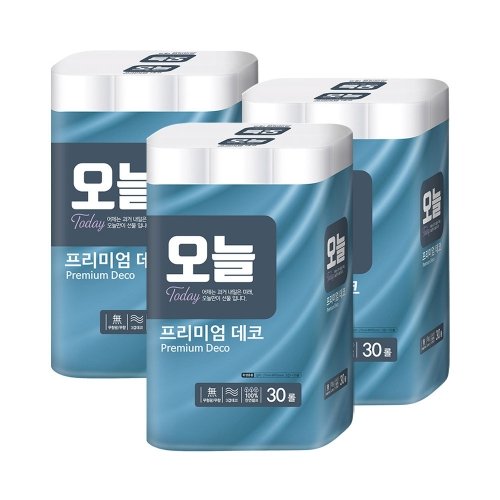 깨끗한 화장지 천연펄프 30롤 3팩 총 90롤