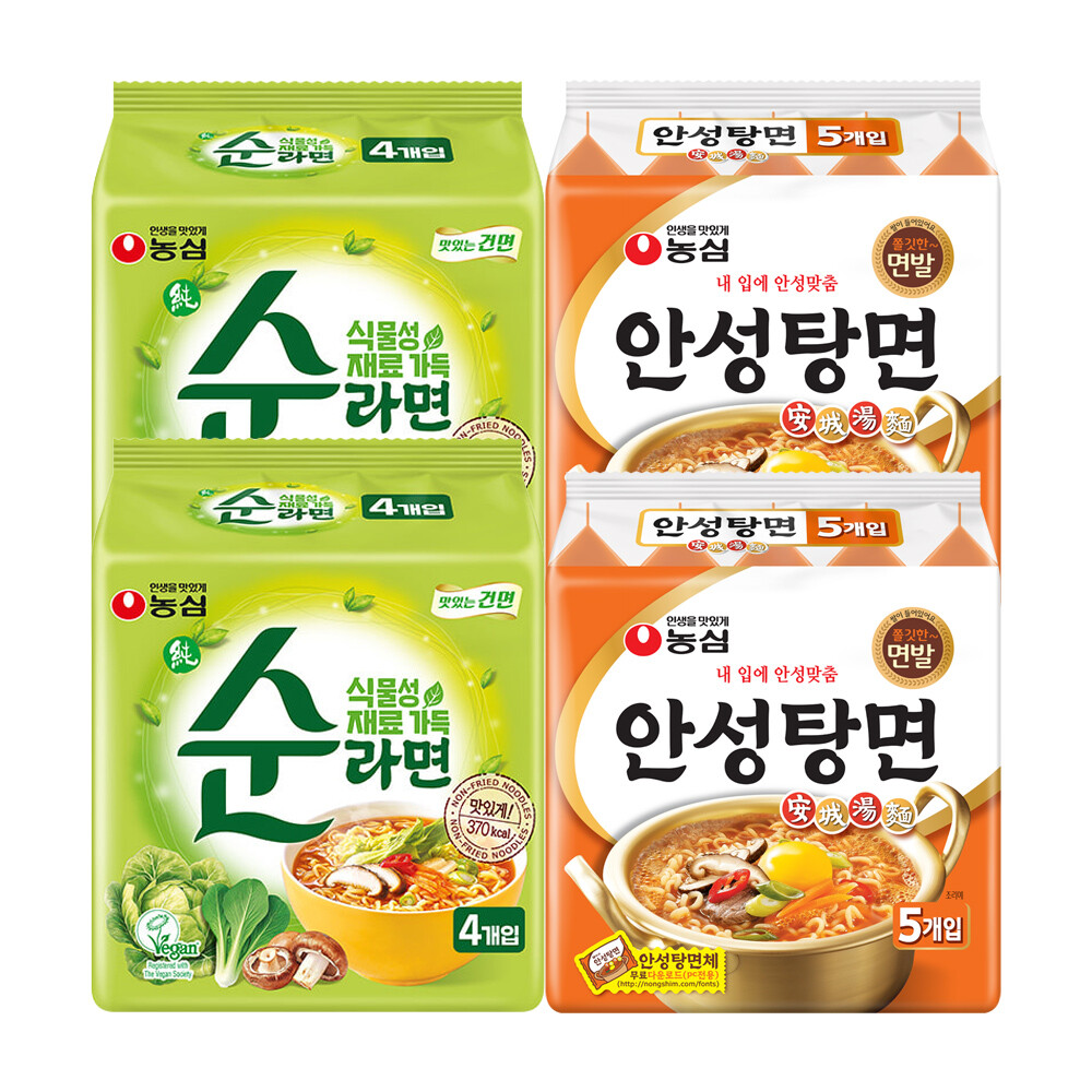 농심 안성탕면 10개 + 순라면 8개