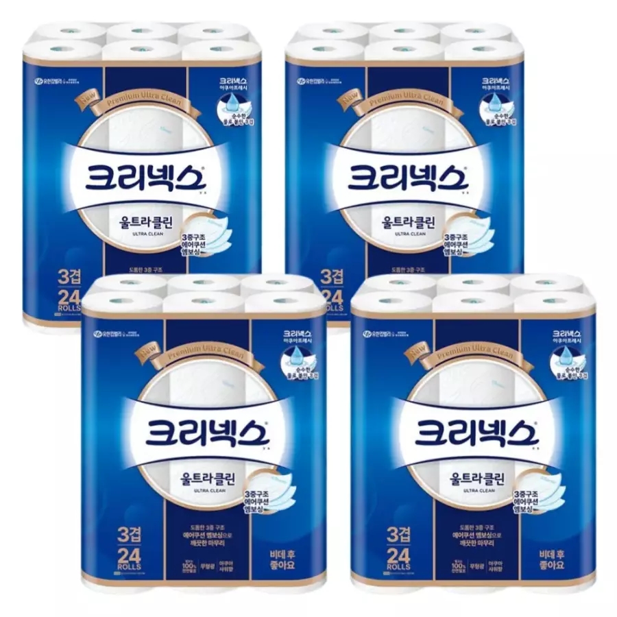 크리넥스 울트라클린 25m,24롤 4팩