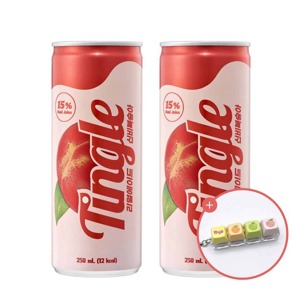 리얼과즙 팅글 리얼에이드 신비복숭아, 250ml, 24개+키캡 키링