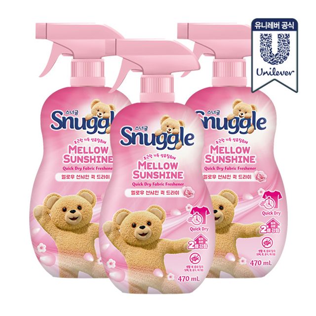 스너글 멜로우 선샤인 퀵 드라이 섬유탈취제 본품, 470ml, 3개