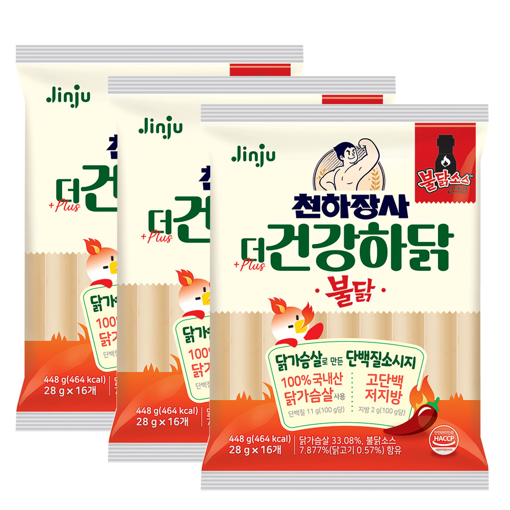 천하장사 더 건강하닭 불닭소시지 448g X 3팩
