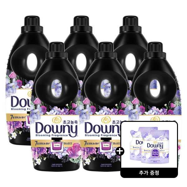 다우니 호텔컬렉션 섬유유연제 미스티크 1L 6개 +다우니 화이트티200ml