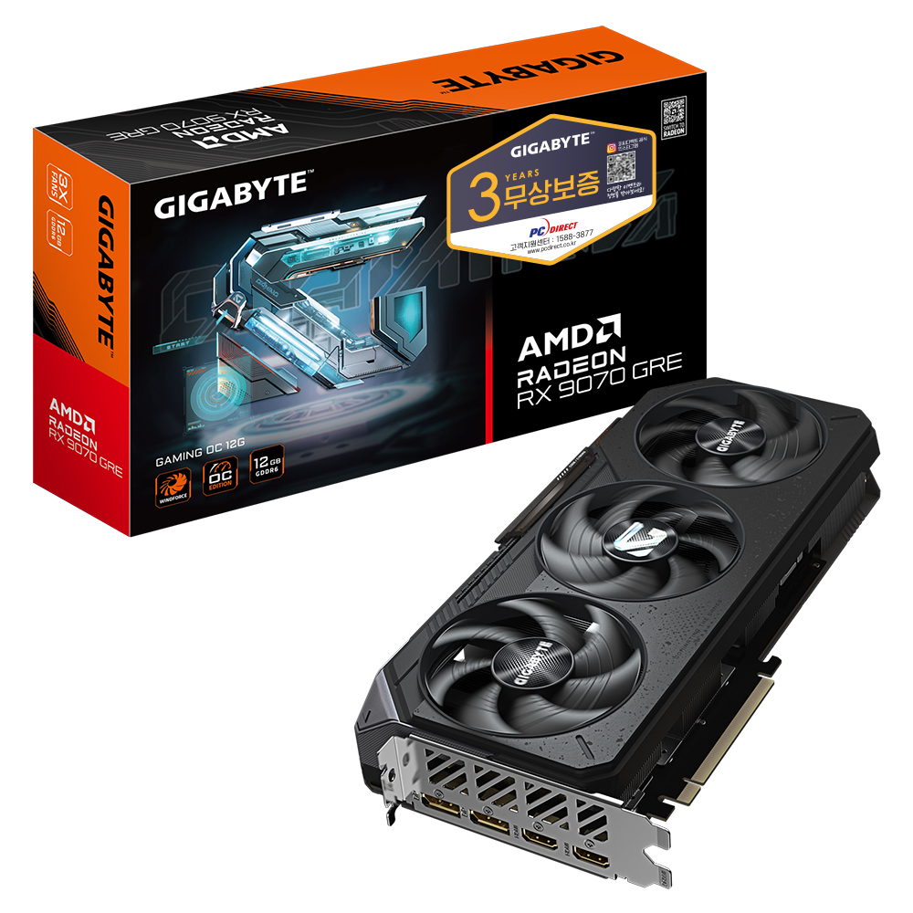 GIGABYTE RX 9070 GRE Gaming OC D6 12GB 피씨디렉트