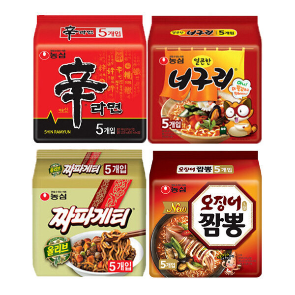 신라면5봉+너구리5봉+짜파게티5봉+오징어짬뽕5봉