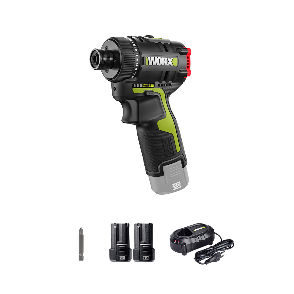 웍스 WORX WU139 미니 충전 드릴 드라이버 12V 2.0Ah/2.5Ah 배터리2개...