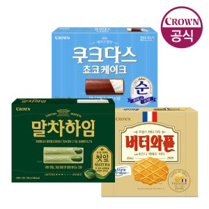 크라운 쵸코케이크 202g 2개+말차하임 첫잎에디션 284g 1개