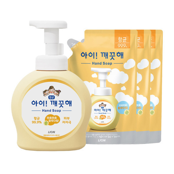 아이깨끗해 핸드워시 490ml 본품 1개+450ml 리필 3개