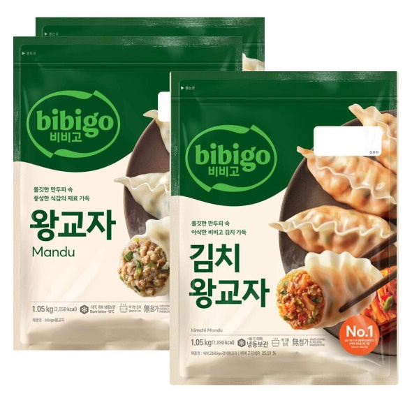 비비고 왕교자 1.05kg 2개 + 김치왕교자 1.05kg 1개