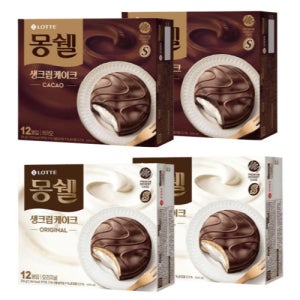 몽쉘 생크림 케이크 오리지널 408g 2개 + 카카오 408g 2개