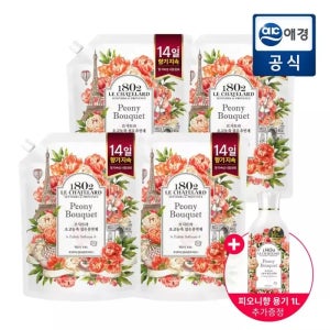 르샤트라 고농축 섬유유연제 부케 피오니/라벤더 1.6L*4개 + 용기 1L 증정
