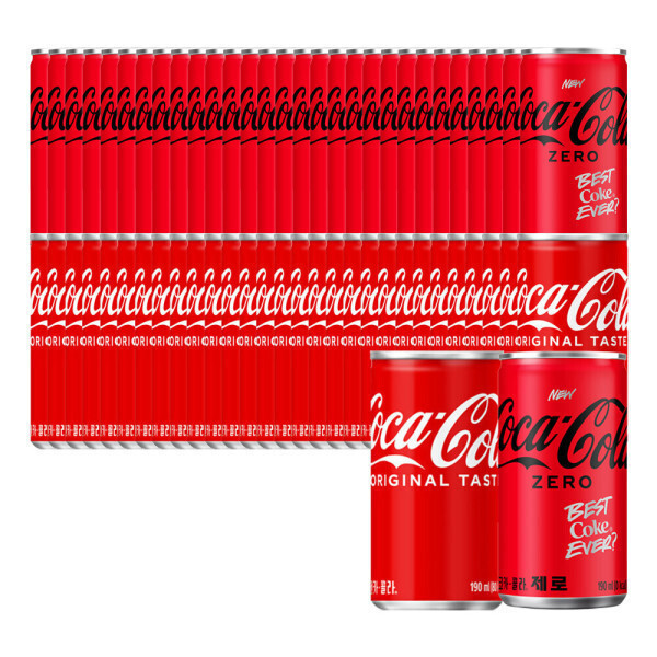 코카콜라+코카콜라 제로제로 190ml 60캔 (각 30캔) +(증정) 코카콜라 월드컵 트로피 키링