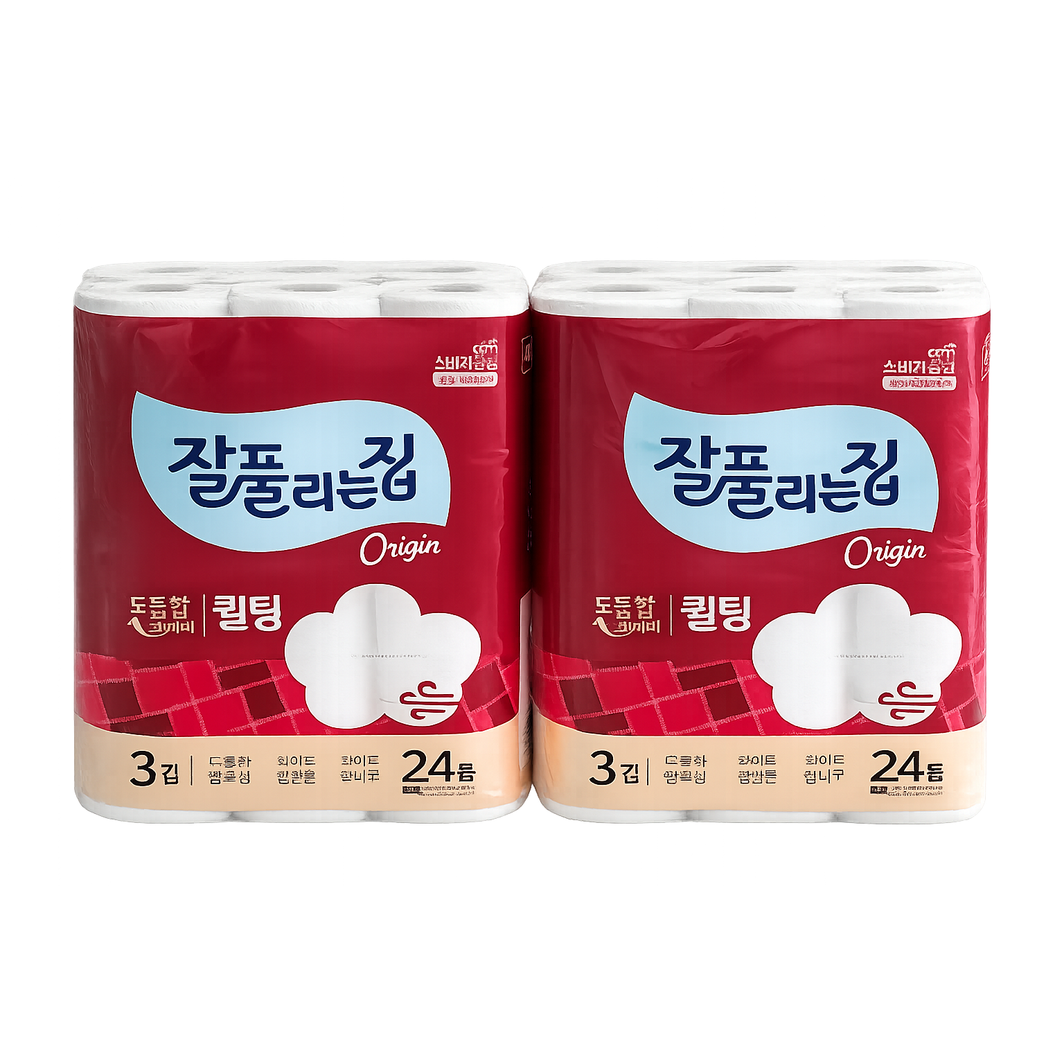 잘풀리는집 도톰한 3겹 퀼팅 광폭 화장지 30m x 24롤 x 2팩