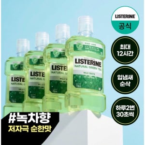 리스테린 그린티 마일드 750ml x4+(증정)250ml 랜덤(마일드)